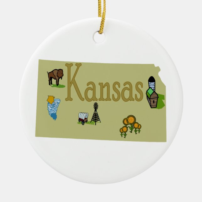 Kansas-Weihnachtsbaum-Verzierung Keramik Ornament (Vorne)