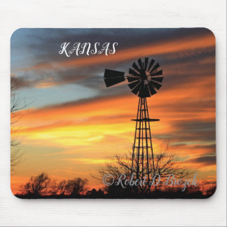 Kansas Weihnachtswindmühle Sonnenuntergang Mauspad