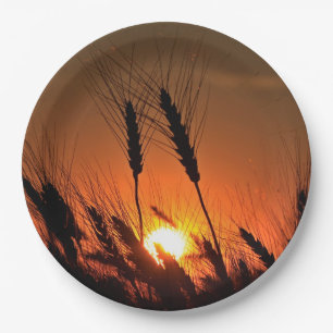 Kansas Wheat Sunset Silhouette geschlossen Pappteller