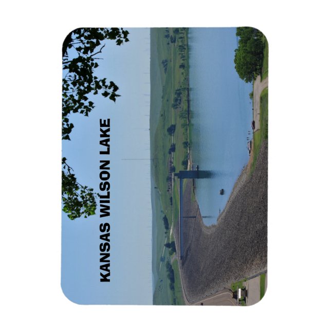 Kansas Wilson Lake Dam Square Magnet (Vertikal)