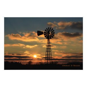 Kansas Windmill Silhouette Sunset Foto/Poster Fotodruck