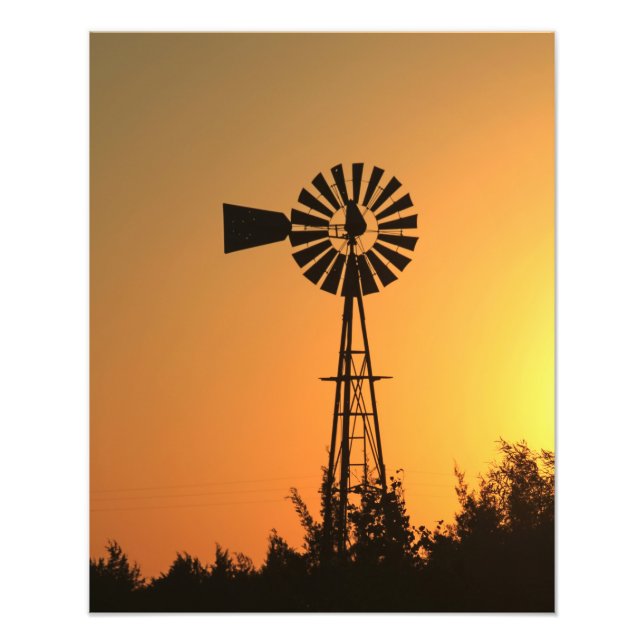 Kansas Windmill Silhouette Sunset mit Sky Foto (Vorne)