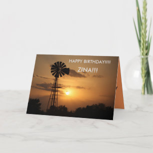 Kansas Windmill Sunset Birthday CARD Karte