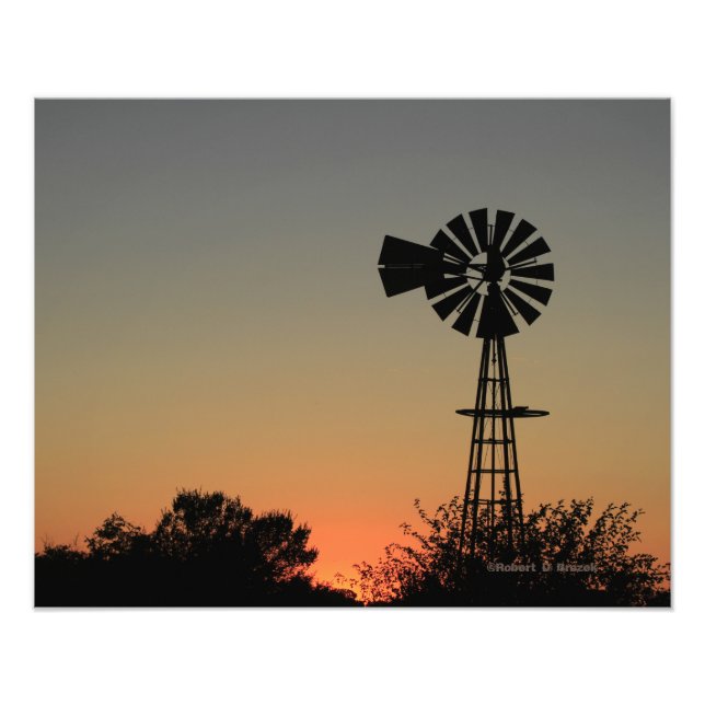 Kansas Windmill Sunset, Clouds Foto Erweiterung (Vorne)