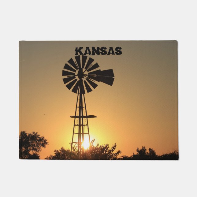Kansas Windmill Sunset Door Mat Fußmatte (Vorderseite)