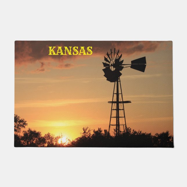 Kansas Windmill Sunset Door Mat Fußmatte (Vorderseite)