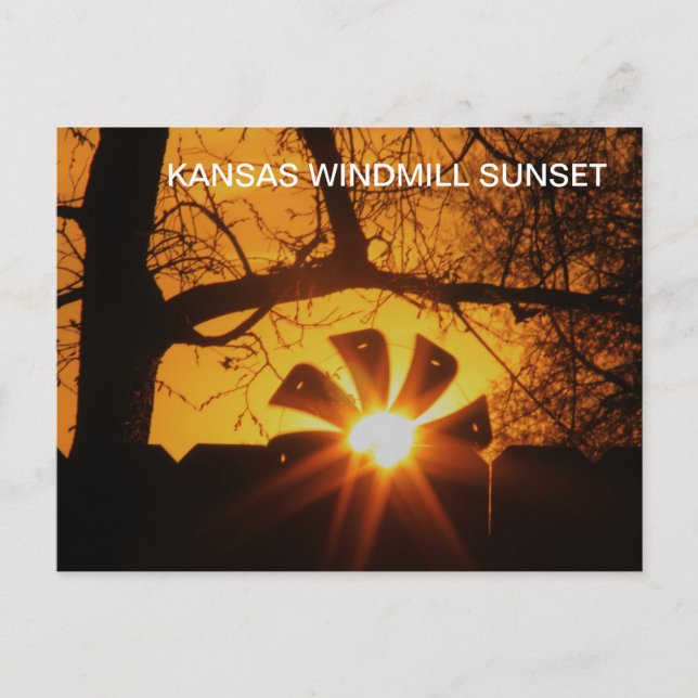 Kansas Windmill Sunset POST CARD Postkarte (Vorderseite)