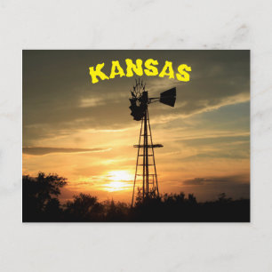 Kansas Windmill Sunset Post Card. Postkarte