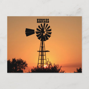 Kansas Windmill Sunset Postkarte
