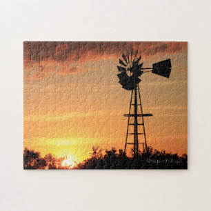 Kansas Windmill Sunset PUZZLE