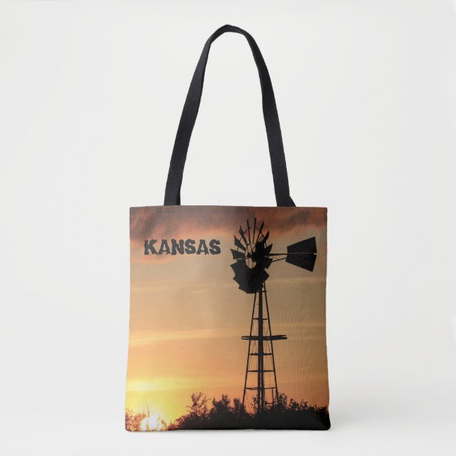 Kansas Windmill Sunset Tote Bag (Vorderseite)
