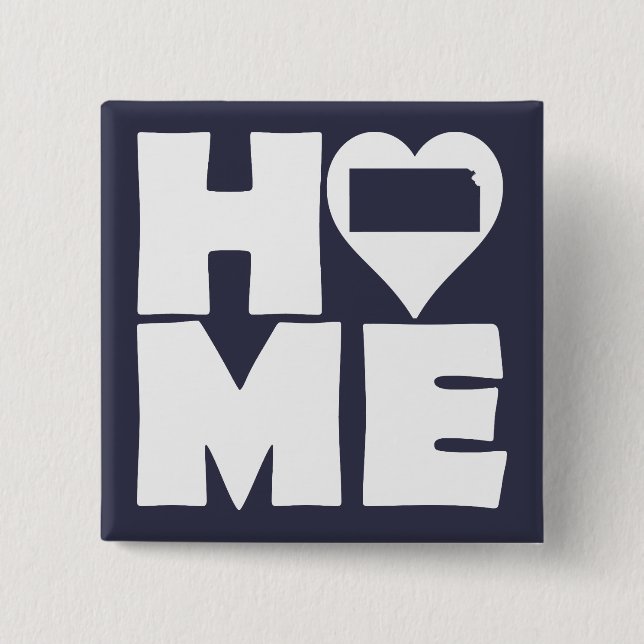 Kansas-Zuhause-Herz-Staats-Knopf-Abzeichen-Button Button (Vorderseite)