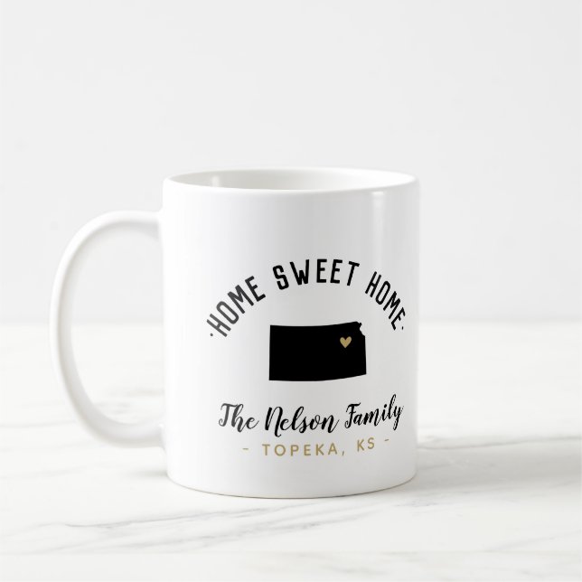 Kansas Zuhause Sweet Zuhause Family Monogram Tasse (Links)