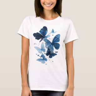 Kantige blaue BLAUE SCHMETTERLINGE Tragbare Kunst T-Shirt