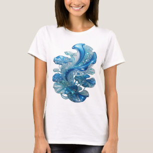 Kantige blaue BLUE GLAS BLUMEN Druck T-Shirt