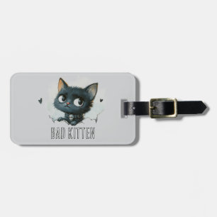 Kantige Katzenillustration - Text "Böse Katze" Gepäckanhänger