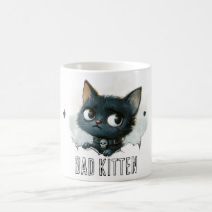 Kantige Katzenillustration - Text "Böse Katze" Kaffeetasse