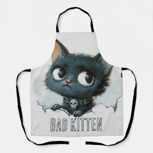 Kantige Katzenillustration - Text "Böse Katze" Schürze