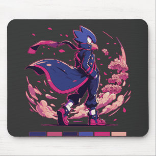 Kantige Sakura-Krieger-Vogel-Anime-Illustration Mousepad