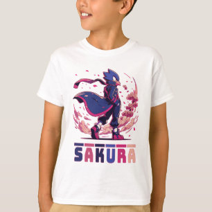 Kantige Sakura-Krieger-Vogel-Anime-Illustration T-Shirt