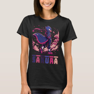 Kantige Sakura-Krieger-Vogel-Anime-Illustration T-Shirt