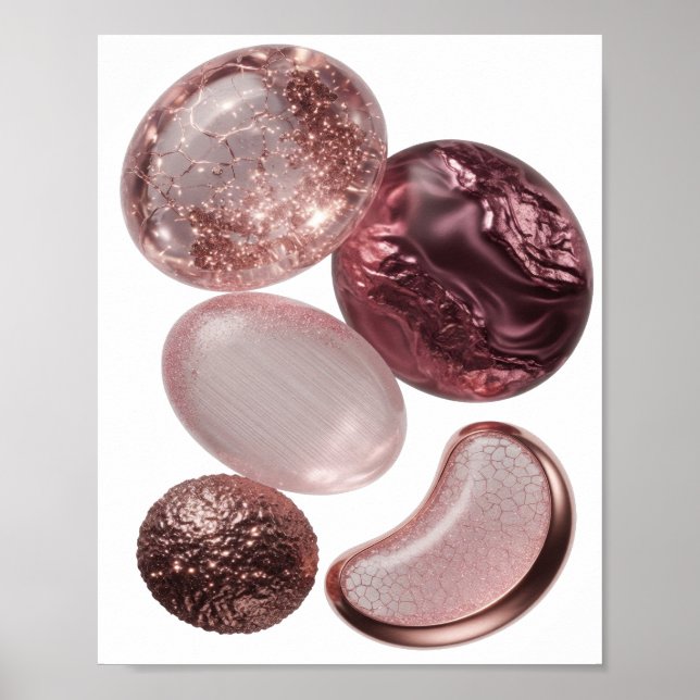 Kantige Silber ABSTRACT ART Kunst Druck Poster (Vorne)