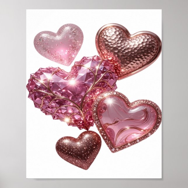 Kantige silberne HERZEN DER LIEBE Poster (Vorne)