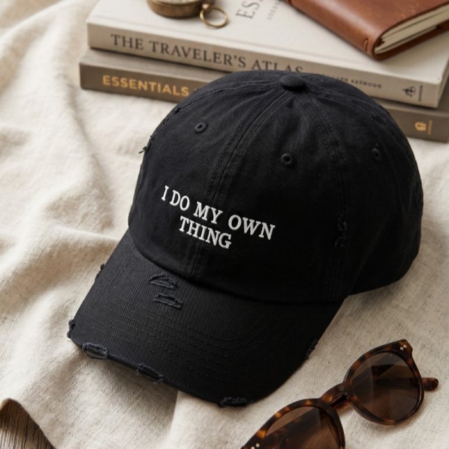 Kantiger, abgenutzter schwarzer Dad-Hat Bestickte Baseballkappe (Von Creator hochgeladen)
