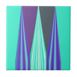 Kantiger Blau-Purple-Cyan-Chevron-Kunstprint Fliese