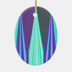 Kantiger Blau-Purple-Cyan-Chevron-Kunstprint Keramikornament