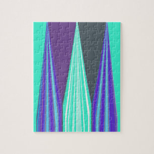 Kantiger Blau-Purple-Cyan-Chevron-Kunstprint Puzzle