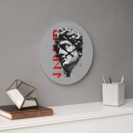 Kantiger David-Büst Modern Street Art Große Wanduhr