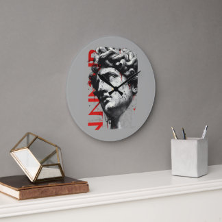 Kantiger David-Büst Modern Street Art Große Wanduhr