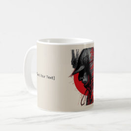 Kantiger Samurai-Krieger Japanische Tinte Rote Son Kaffeetasse