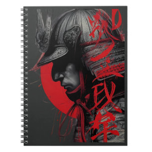 Kantiger Samurai-Krieger Japanische Tinte Rote Son Notizblock
