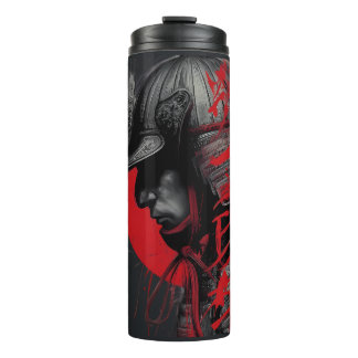 Kantiger Samurai-Krieger Japanische Tinte Rote Son Thermosbecher
