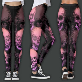 Kantiger Totenkopf | Rosa & Schwarz Leggings