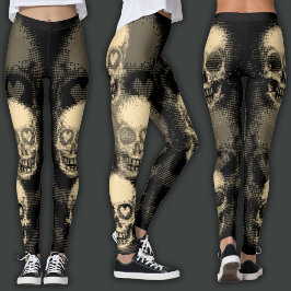Kantiger Totenkopf | Weißer Staub & Schwarz Leggings