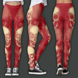 Kantiger Totenkopf | Weißer Staub und lebendiges R Leggings