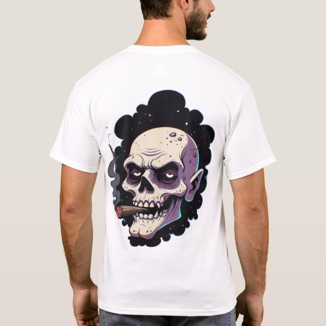 Kantiger Vampir-Schädel T-Shirt (Rückseite)