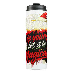Kantiger Weihnachts-Isolier-Reisebecher Grunge-Fes Thermosbecher