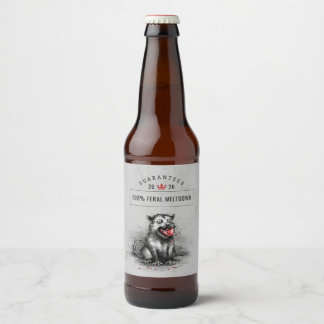 Kantiger Weihnachtsmüll Opossum zerbeißt Glas-Baum Bierflaschenetikett
