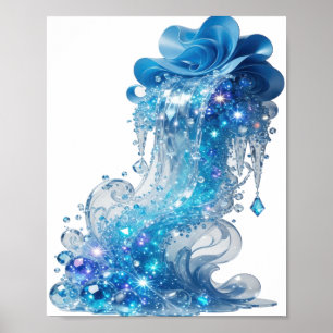 Kantiges Blau BLUE ICE WAVE Druck Poster