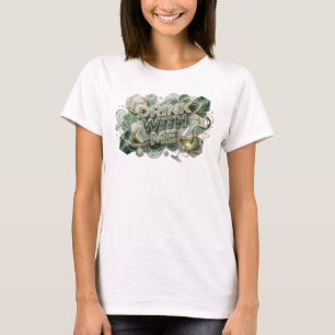 Kantiges farbenfrohes TRINK MIT MIR künstlerisches T-Shirt