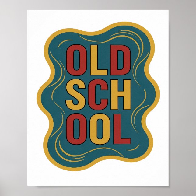 Kantiges Gelb OLD SCHOOL Grafikdesign Poster (Vorne)