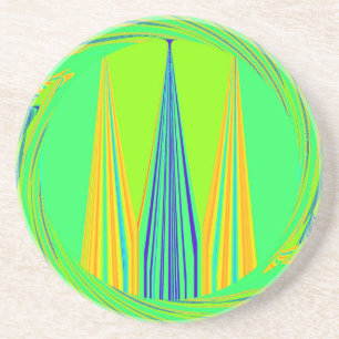 Kantiges geometrisches Neon-Design Sandstein Untersetzer