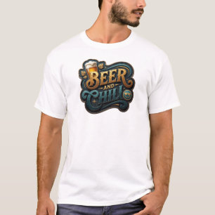 Kantiges Orange BIER UND CHILL 3D-Textkunst T-Shirt