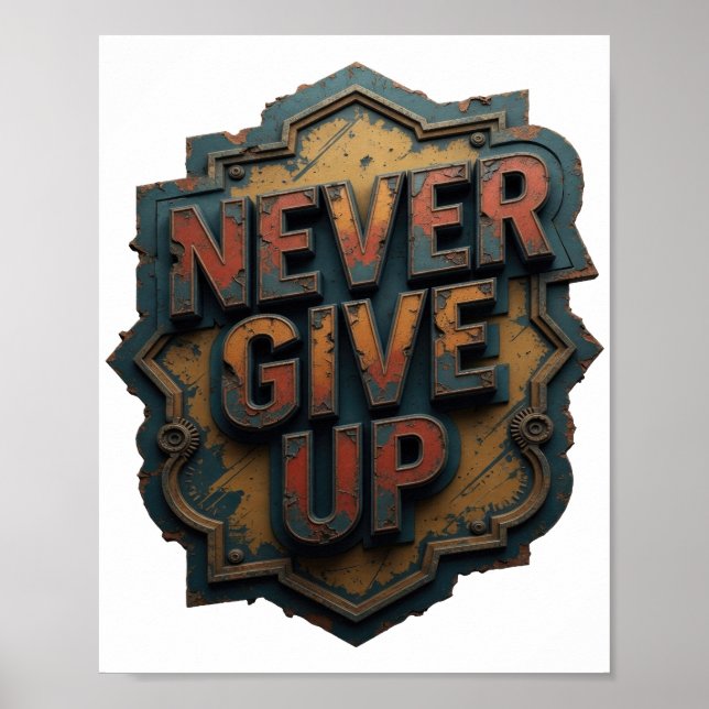 Kantiges Orange GIB NIE AUF Poster (Vorne)