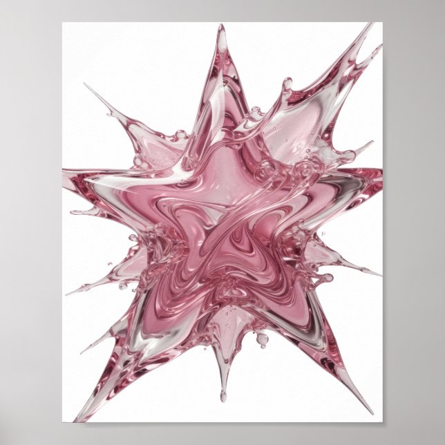 Kantiges Pink WATER SPLASH 3D Text Kunst Poster (Vorne)