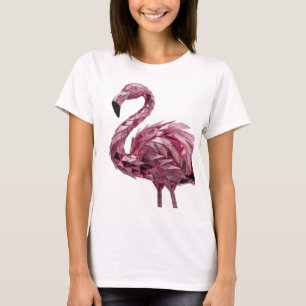 Kantiges Rosa FLAMINGO Künstlerisches Motiv T-Shirt